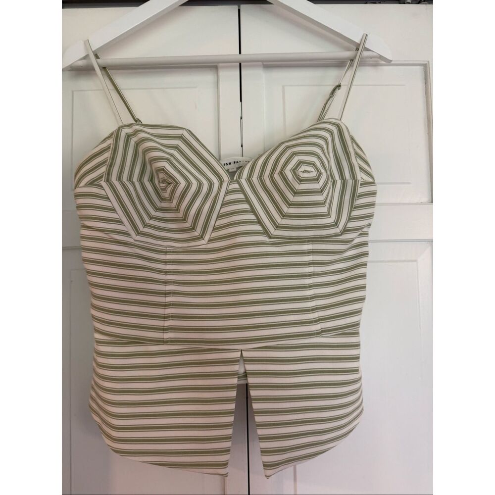 Anthropologie English Factory green striped trouser and tank set size XL - Picture 3 of 13